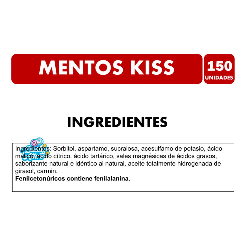 Mentos Kiss Fruit Sabor Morango Sin Azúcar (150 Unidades)