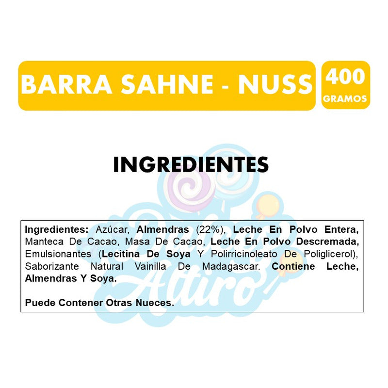 Chocolate Gigante Sahne Nuss - Especial Regalo (barra 400gr)