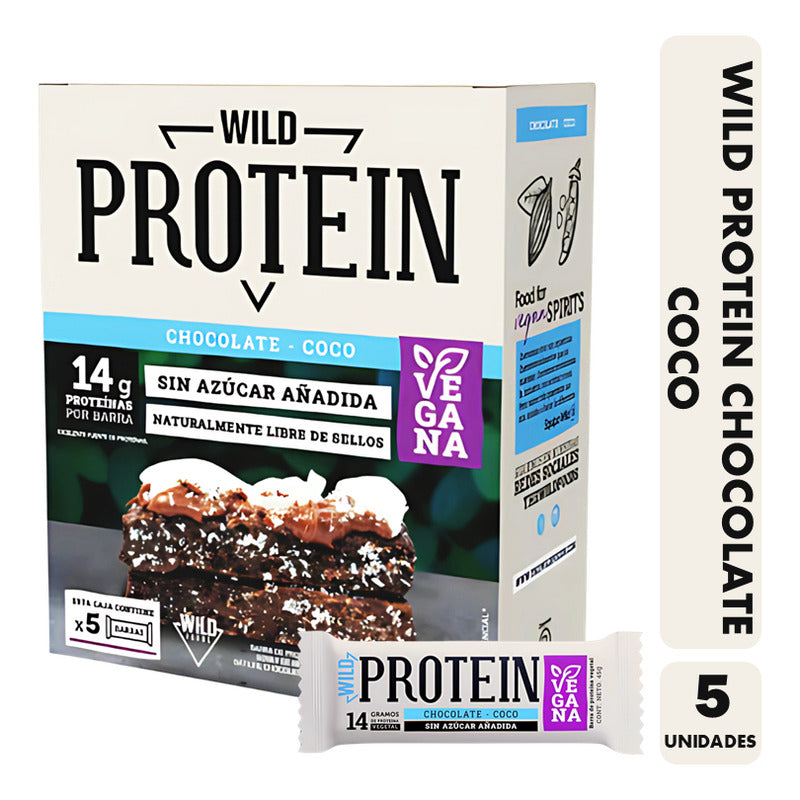 Barrita Wild Protein Chocolate Coco - Vegana (caja Con 5 Un)