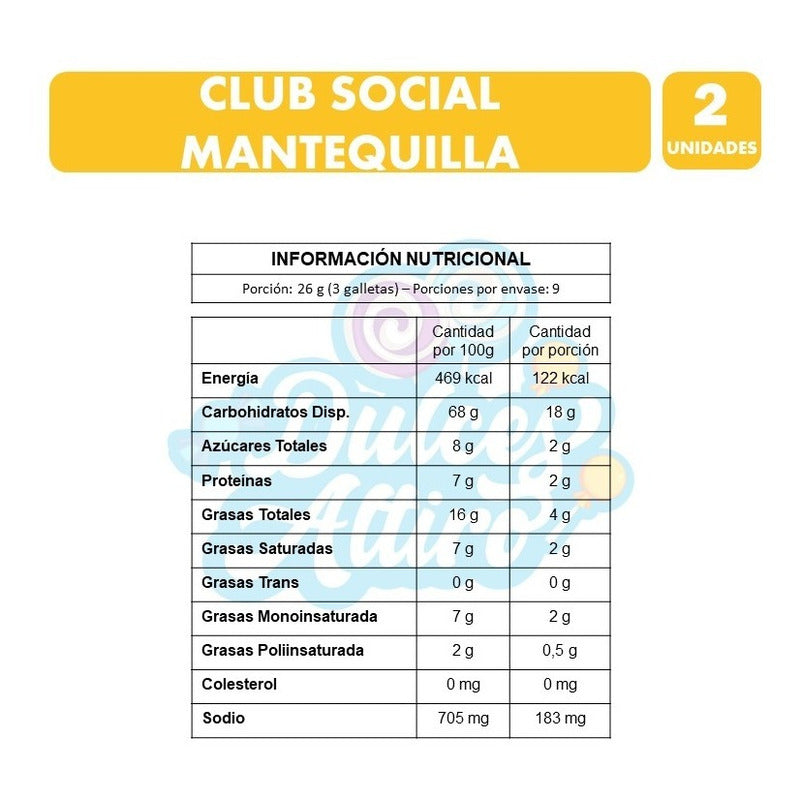 Galletas Club Social, Sabor Mantequilla - 2 Pqts. De 9un C/u