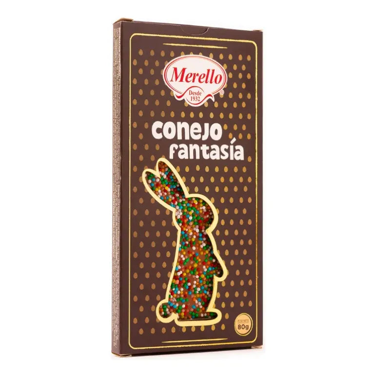 Chocolate Conejo Fantasía Con Chispitas De Colores Barra 80g