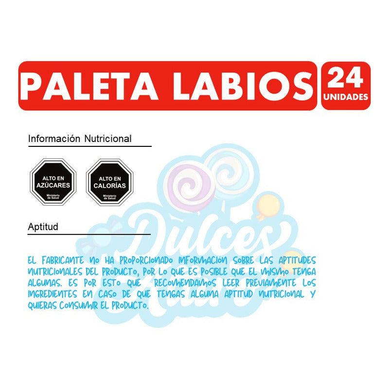 Paletas En Forma De Labios - Chupete Clásico (bolsa Con 24u)