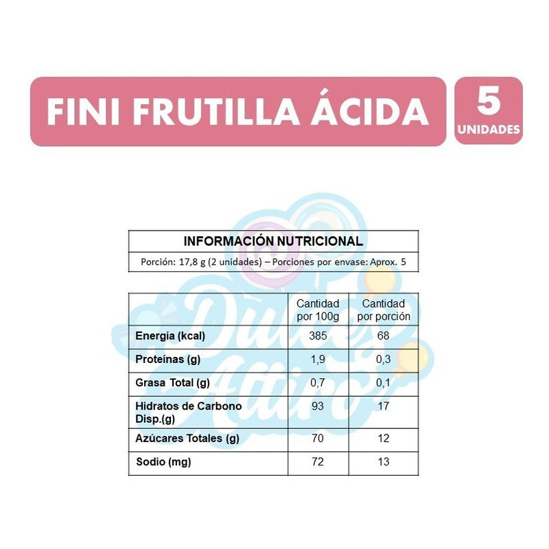 Fini Frutilla Acida - Tubos Rojos (pack Con 5 Un)