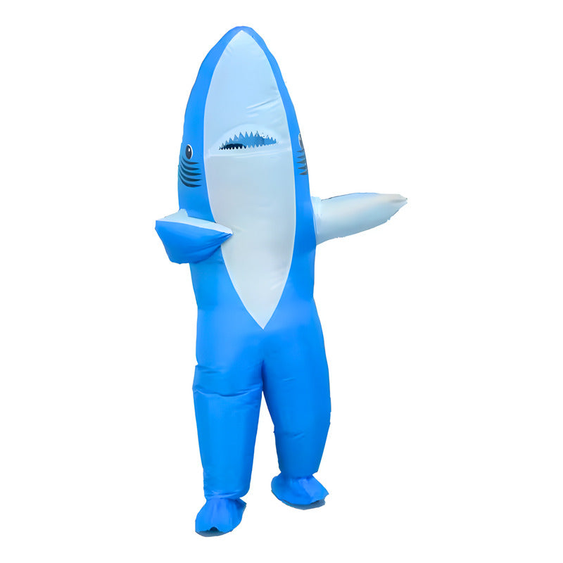 Disfraz Tiburón Azul Inflable Completo Adulto 160-190cm Celeste 160-190