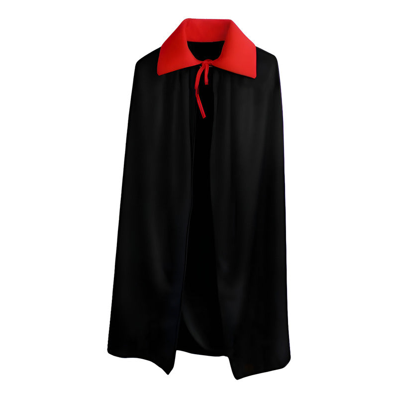 Capa De Vampiro Cuello Rojo Especial Halloween 110 Cm Negro 110cm