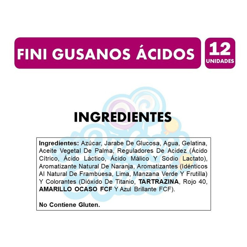 Gomitas Fini Gusanos Ácidos 180g (display 12 Unidades)