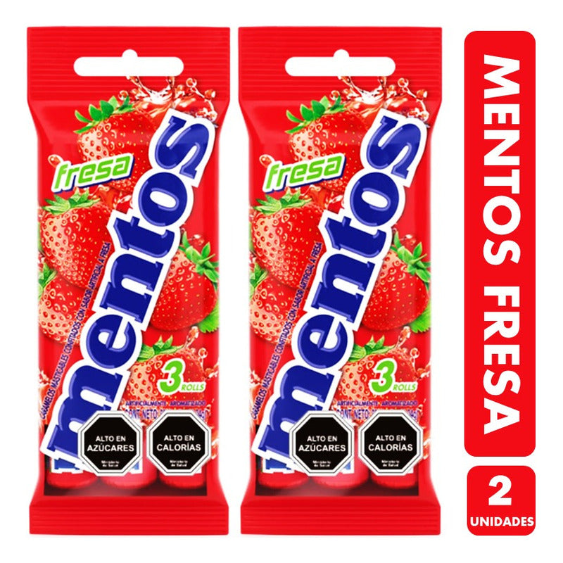 Caramelos Mentos Rollo Sabor Fresa (pack De 2 Unidades)