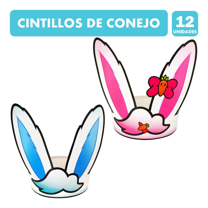 Pack De Cintillos Rosados Y Celestes De Carton (pack De 12u)