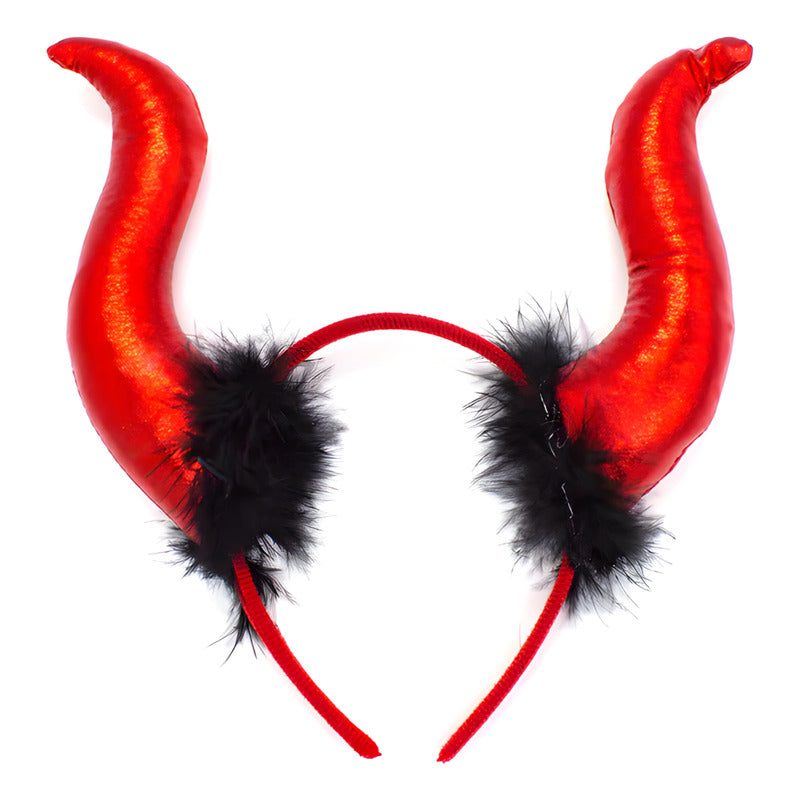 Cintillo Diablita Color Rojo Brillante Especial Halloween