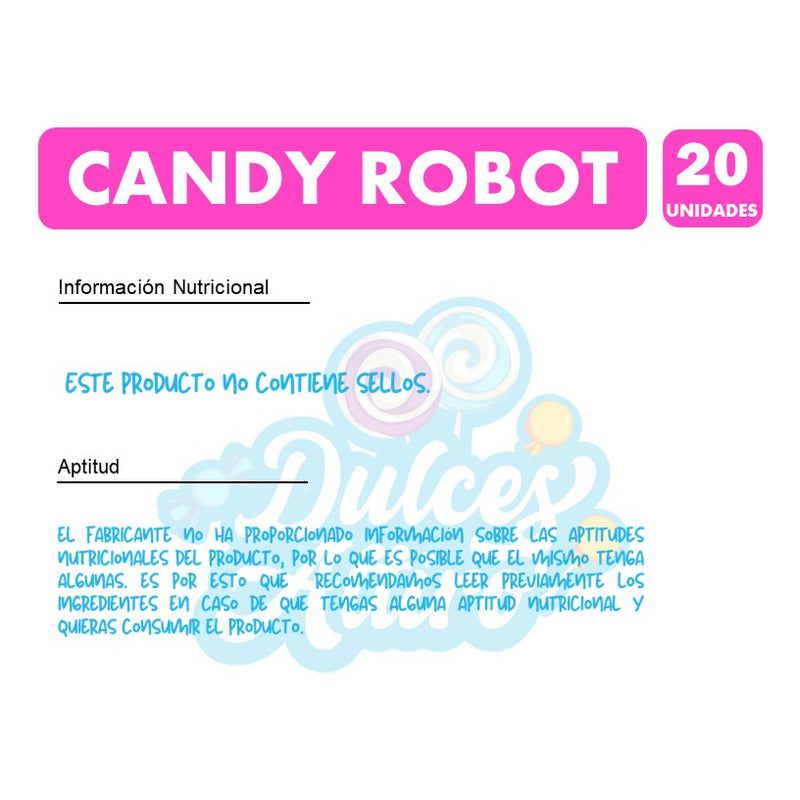 Dulces Candy Robot Lanza Bola Mabú - Display De 20 Unidades.