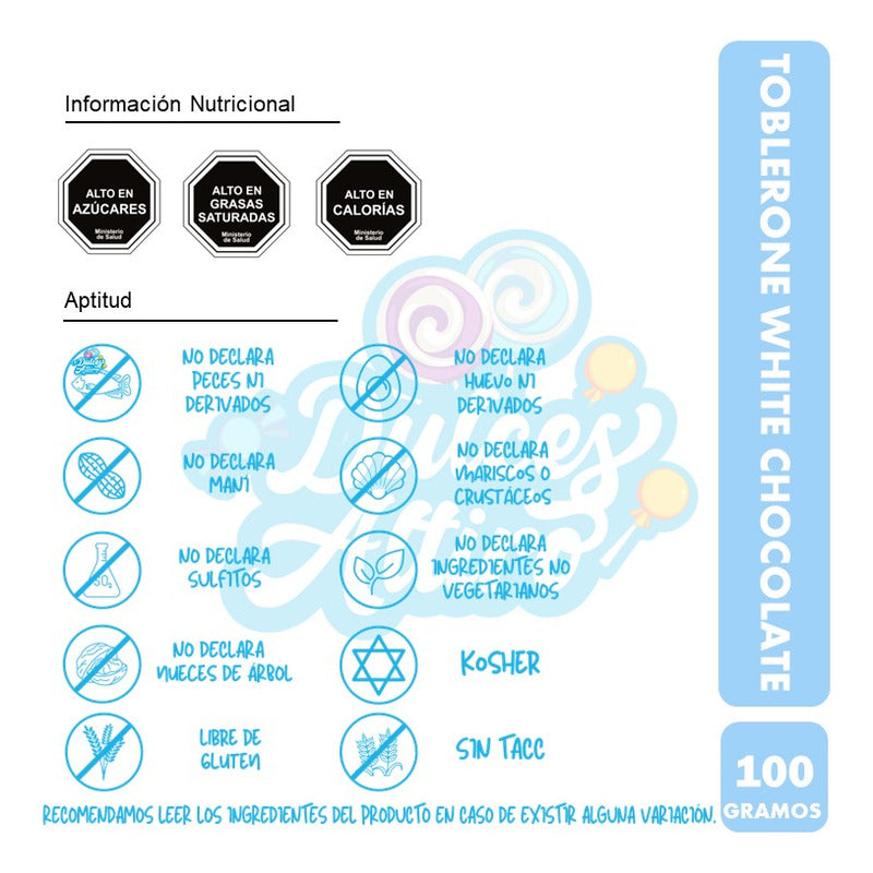 Chocolate Blanco Toblerone Suizo - Mondelez (contiene 100gr)