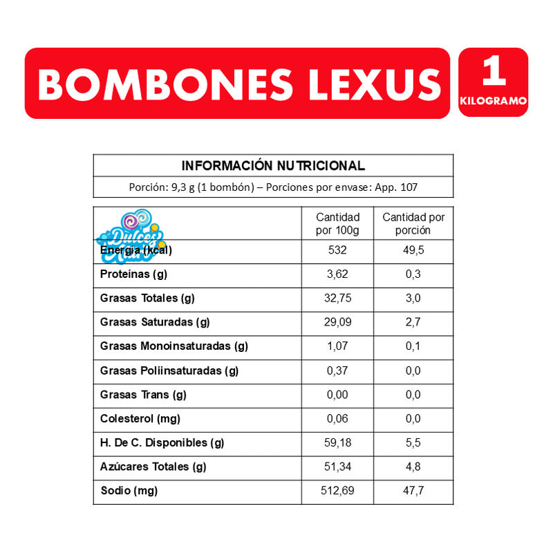 Bombones Lexus - Chocolates Surtidos En Bolsa - Contiene 1kg