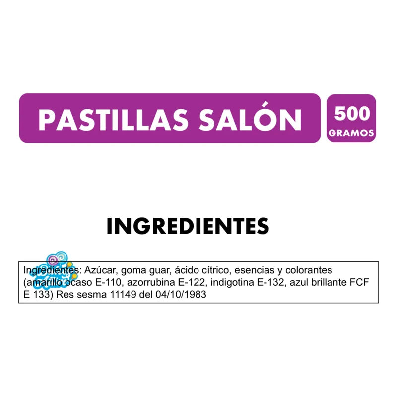 Pastillas Salon Dulces Surtidos Colores (bolsa 500 Gramos)