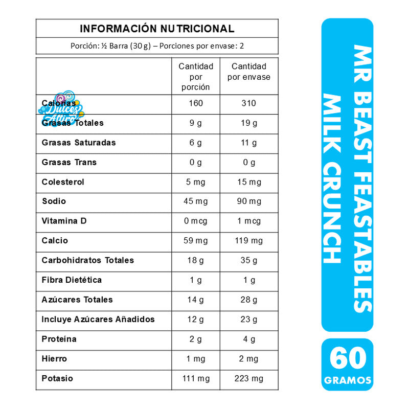 Chocolate Mr Beast - Feastables Milk Crunch (60 Gramos)