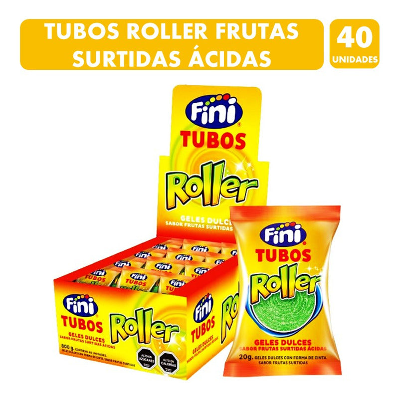 Gomitas Fini Tubos Roller Sabor Frutas Ácidas (caja 40 Uni)