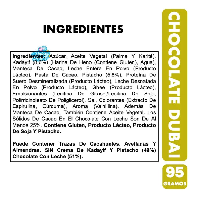 Chocolate Dubai Viral Con Kadayif Y Pistacho Rosso (95 Gr)