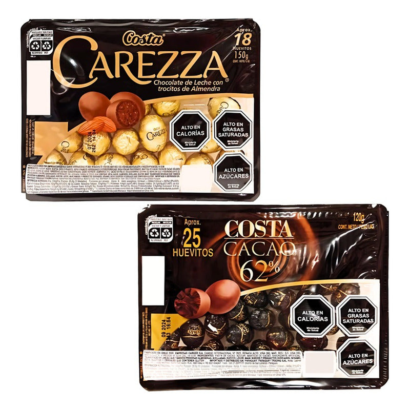 Pack Bandeja Huevitos De Pascua Carezza + Costa Cacao 62%