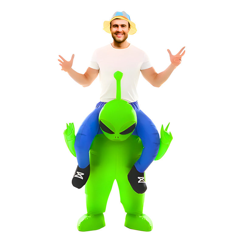 Disfraz Inflable Marciano Divertido Para Adulto 160-190 Cm Verde Lima