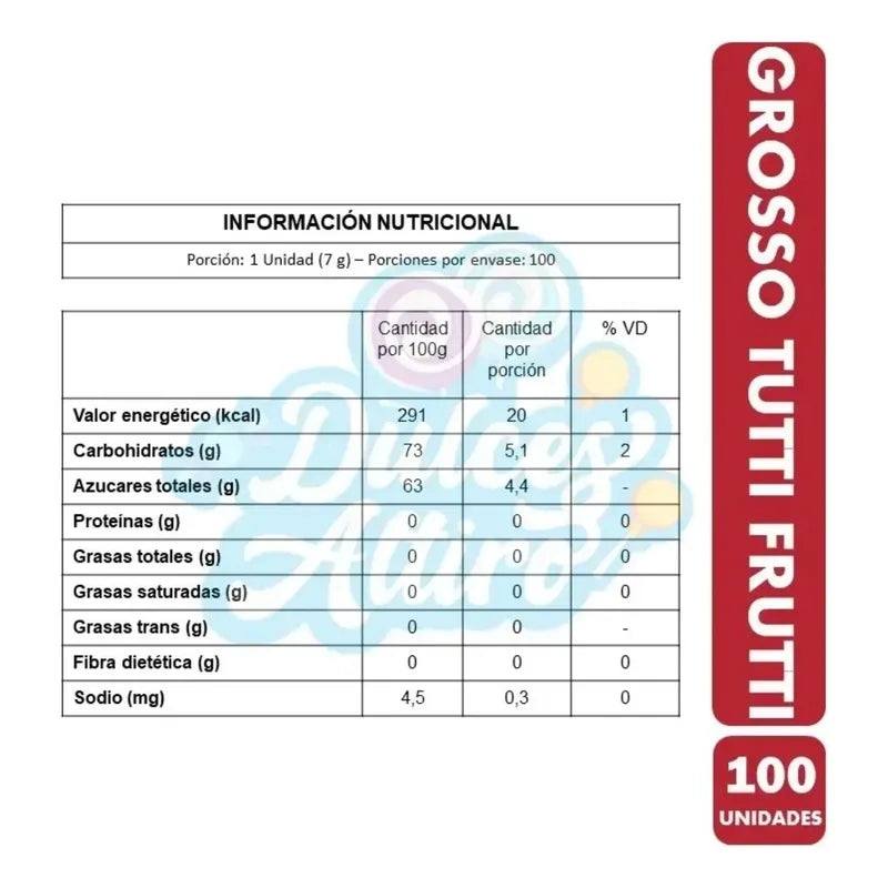 Chicle Grosso Sabor Tutti Frutti - Arcor (caja Con 100uni)