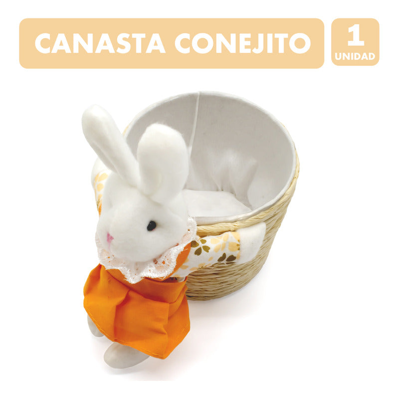 Canasta Conejito Especial Pascua Colores Surtidos - Unidad Rosa, Lila, Naranja