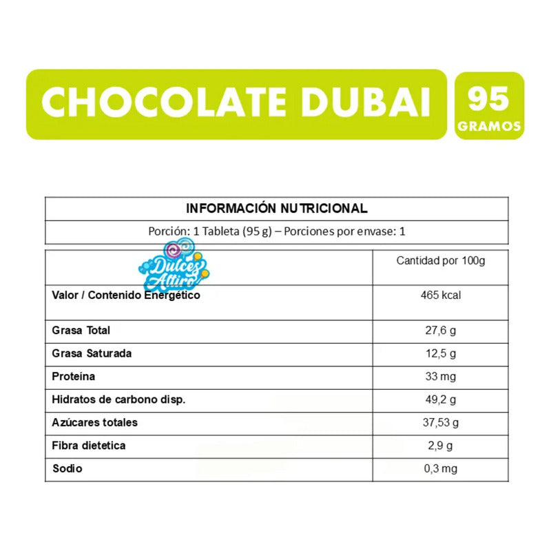 Chocolate Dubai Viral De Pistacho - Barra Viral (95 Gramos)
