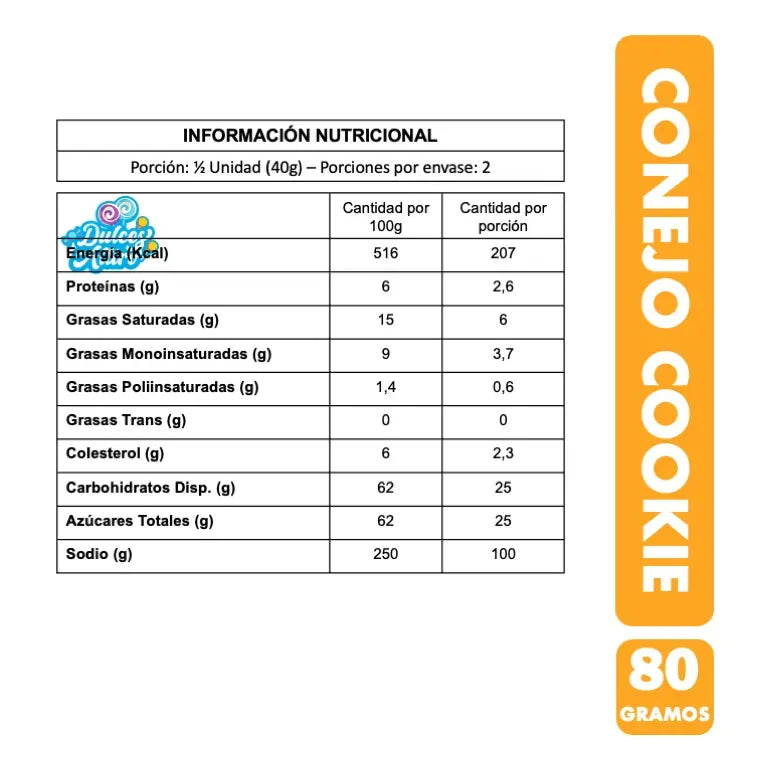 Chocolate Conejo Cookie Con Galleta De Merello Barra De 80g