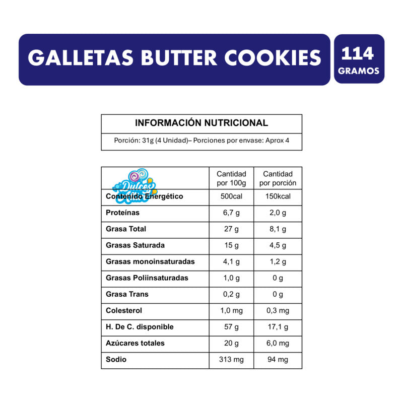 Galletas Danesa Sabor Mantequilla - Butter Cookies  ( 114g )