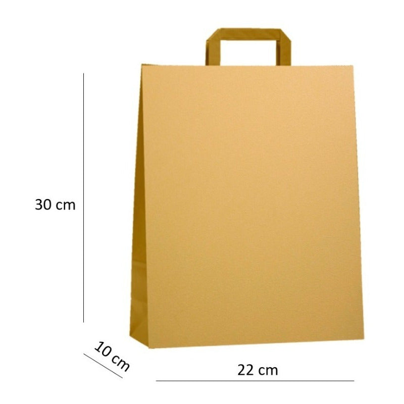 Bolsas De Papel Kraft 22x30x10cm, Con Manilla (50 Unidades)