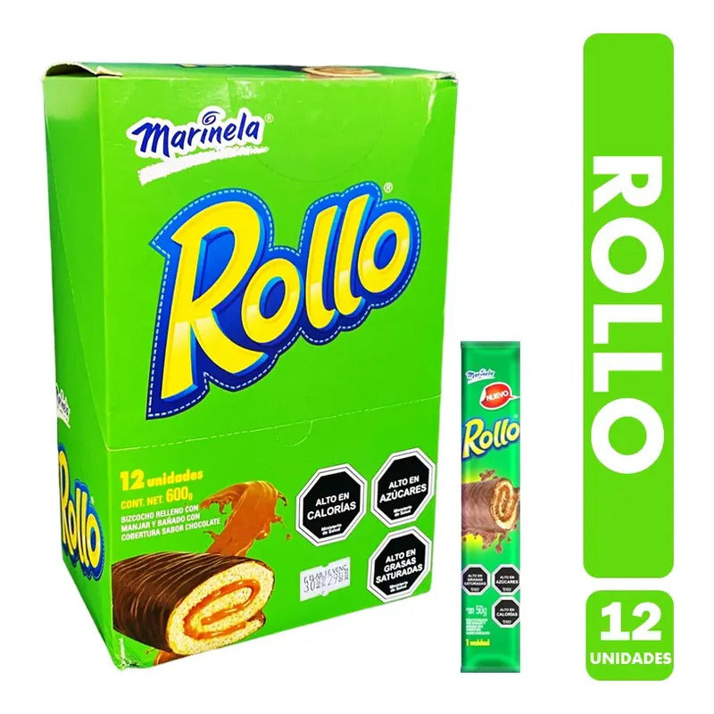 Rollo De Marinela - Bizcocho Relleno (caja Con 12 Unidades)