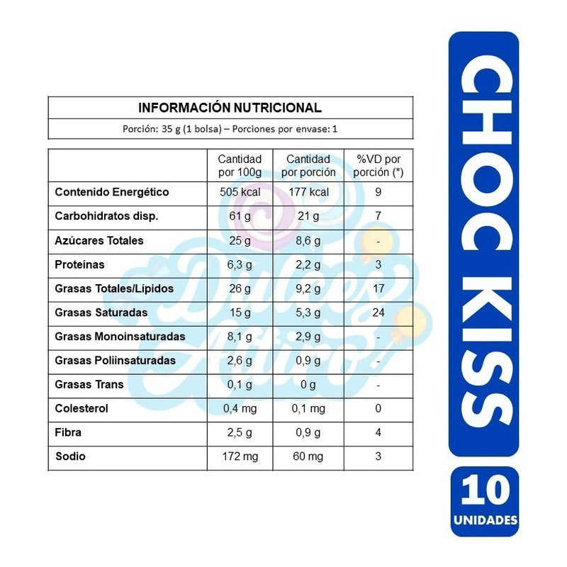 Galletas Colación Chockiss - Pack De 10 Unidades De 35gr C/u
