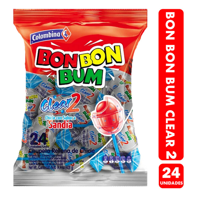 Bon Bon Bum Clear 2 De Colombina (bolsa Con 24 Unidades)