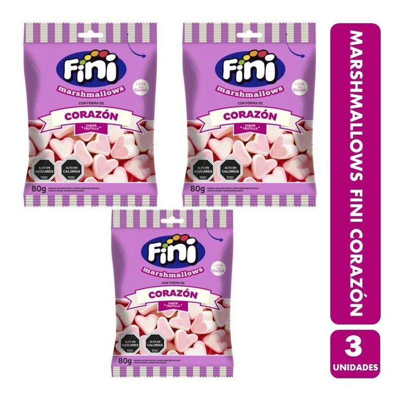Pack De Gomitas Fini Marshmallows Corazón (pack 3 Unidades)
