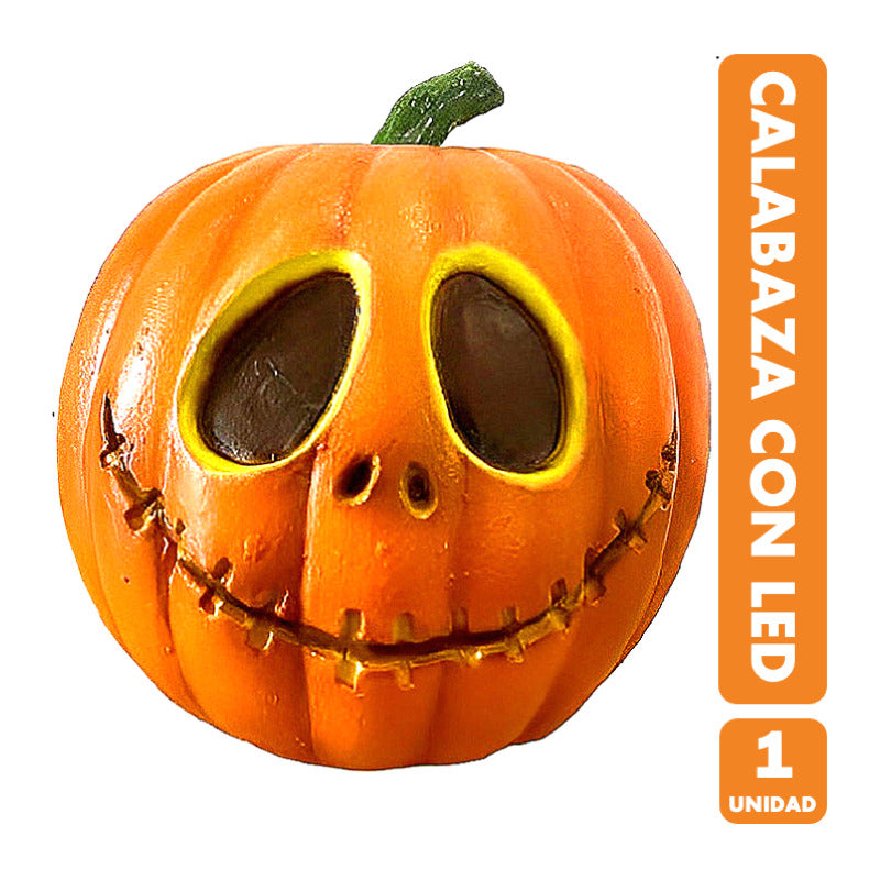 Calabaza Decorativa Led Para Decoración Halloween De 24cm