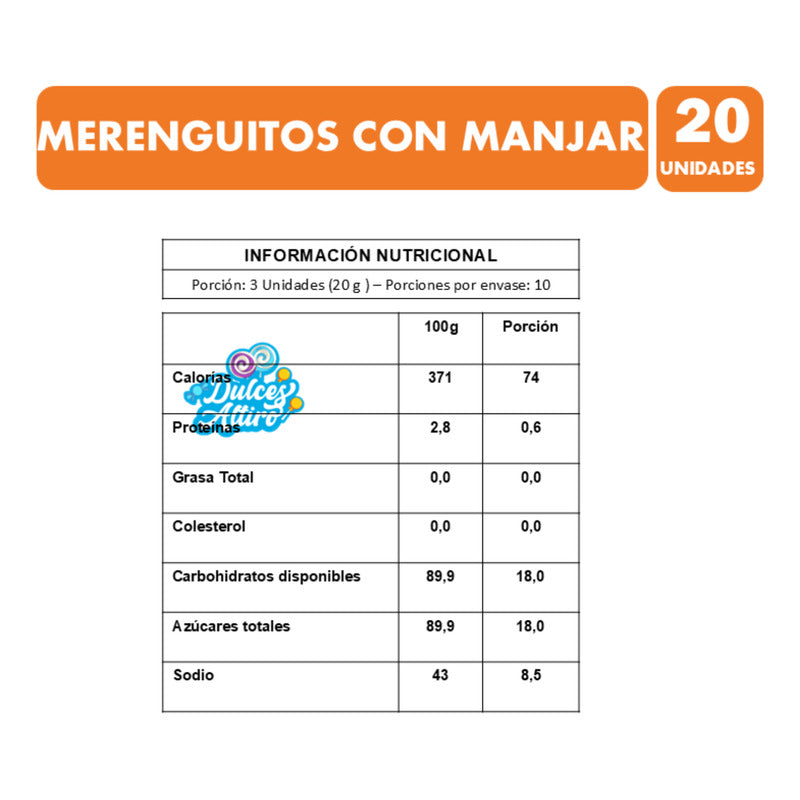 Merengues Con Manjar Artesanales (bandeja Con 20 Unidades)