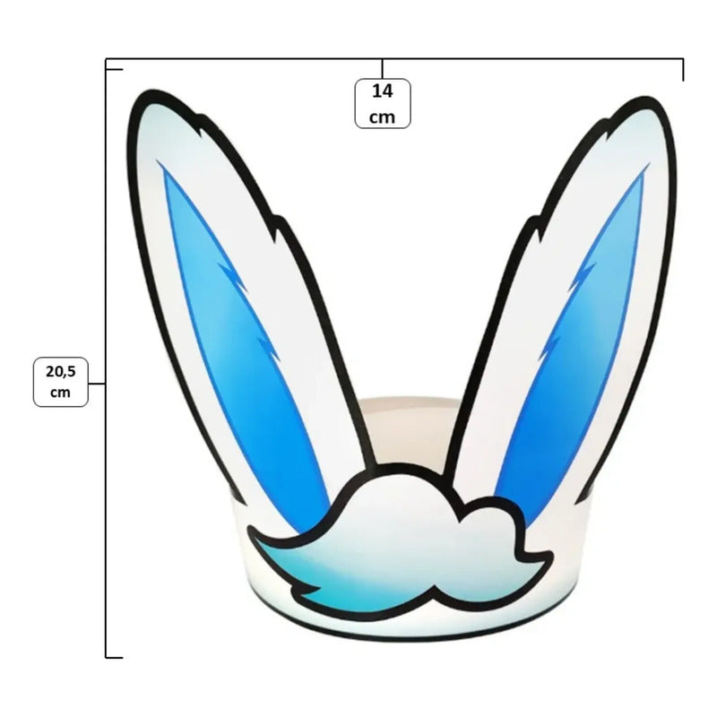 Orejas De Conejo Para Pascua De Cartón (pack 12 Unidades) Celeste