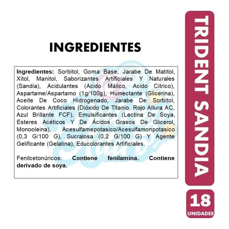 Chicle Sabor Sandía - Caja Con 18 Unidades Trident