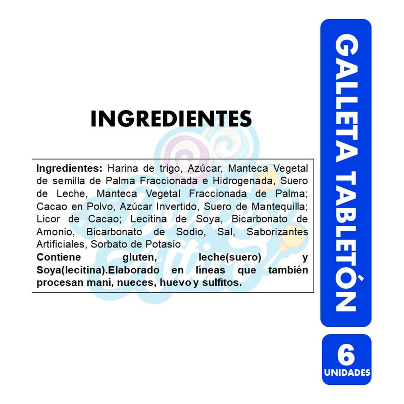 Galletas Tabletón Para Colación De 50gr (pack De 6 Unidades)