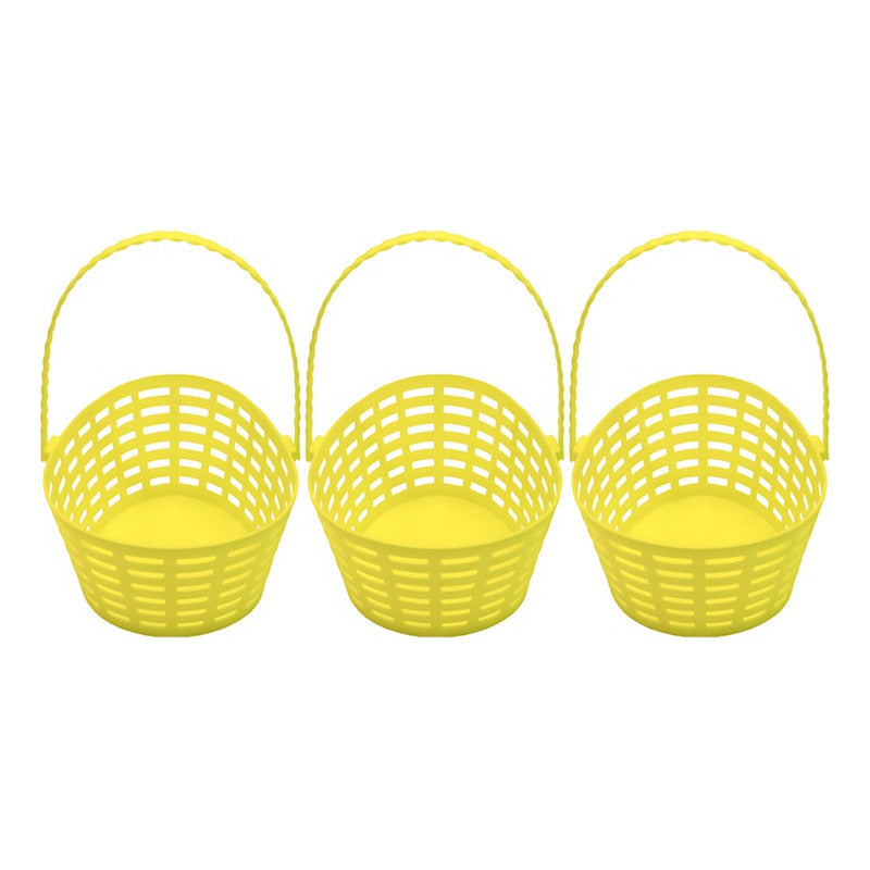 Canasta De Pascua Para Huevitos - Color Amarillo (pack 3 Un)