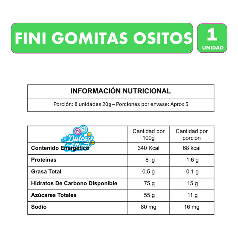 Gomitas Fini Ositos De 90gr - Gomitas Premium (individual)