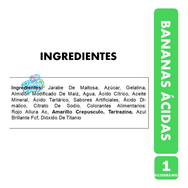 Gomitas Por Mayor - Gomitas De Bananas Acidas (bolsa 1kg)