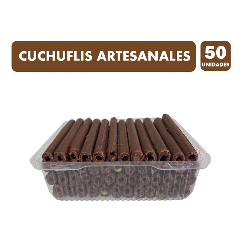 Caja Con 50 Cuchuflis Bañados En Chocolate