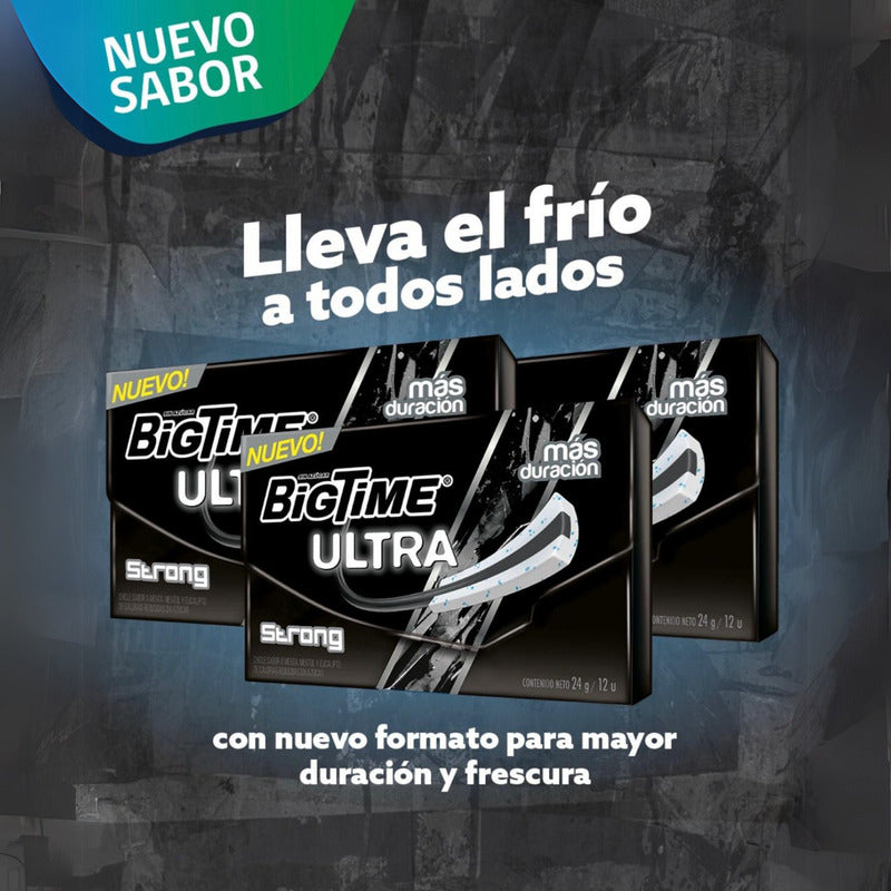 Chicle Bigtime Ultra Strong Sin Azúcar (display 12 Unidades)