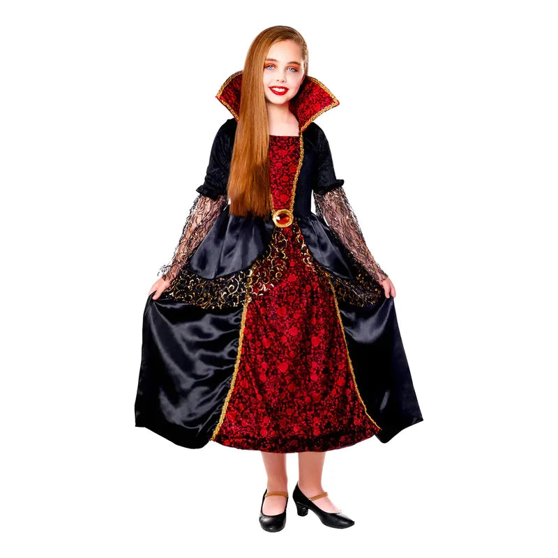 Disfraz Vestido Vampiresa  Infantil Niña Especial Halloween Rojo 10-12