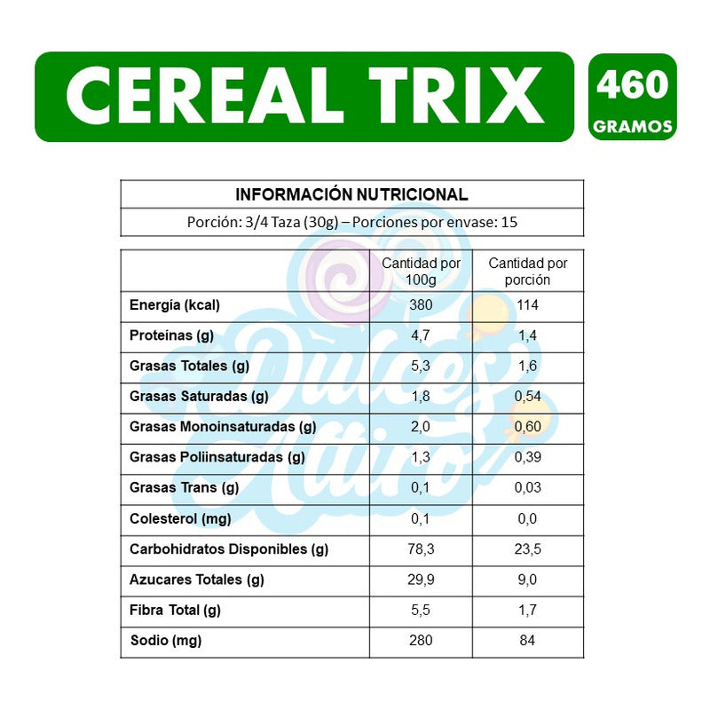 Trix - Cereal Sabores Frutales Tamaño Familiar(caja 460 Gr)