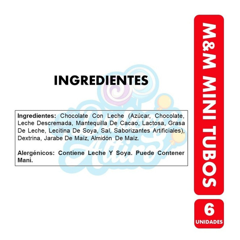 M&m En Mini Tubos - Formato Especial (pack De 6 Unidades)
