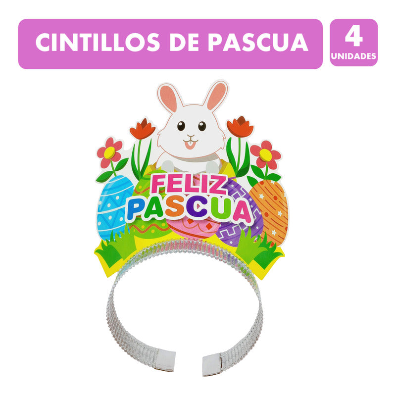 Cintillos Feliz Pascua -  Pack Contiene 4 Unidades