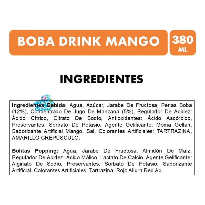 Boba Drink Bebida Con Pelotitas Explosivas - Sabor Mango