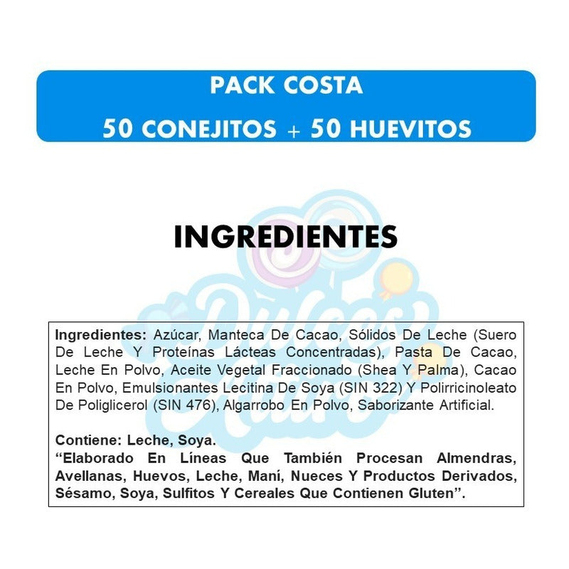 Pack De Pascua - 50 Huevitos De Chocolate + 40 Conejos Costa