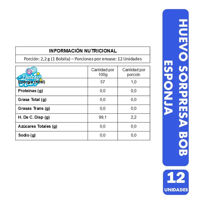 Huevo Sorpresa Bob Esponja Brickell Candy (display 12 Uni)