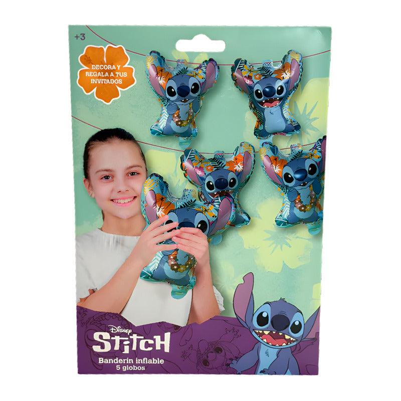 Guirnalda Banderín Inflable Para Cumpleaños Diseño Stitch Stitch
